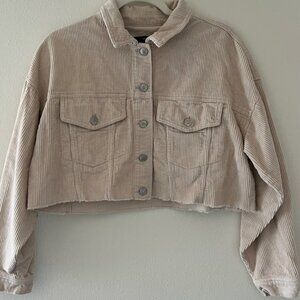 Forever 21 Beige Corduroy Jacket Cropped Relaxed Fit